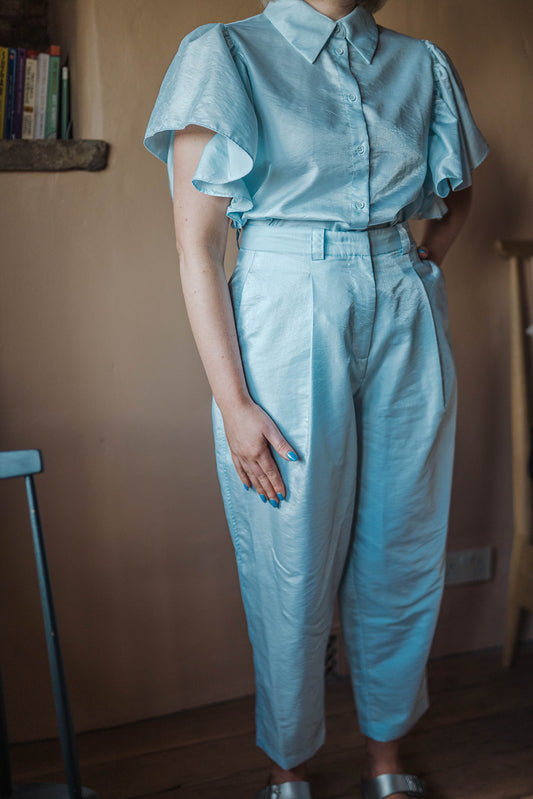Stella Nova Light Blue Co-Ord Trouser Suit worn on model 