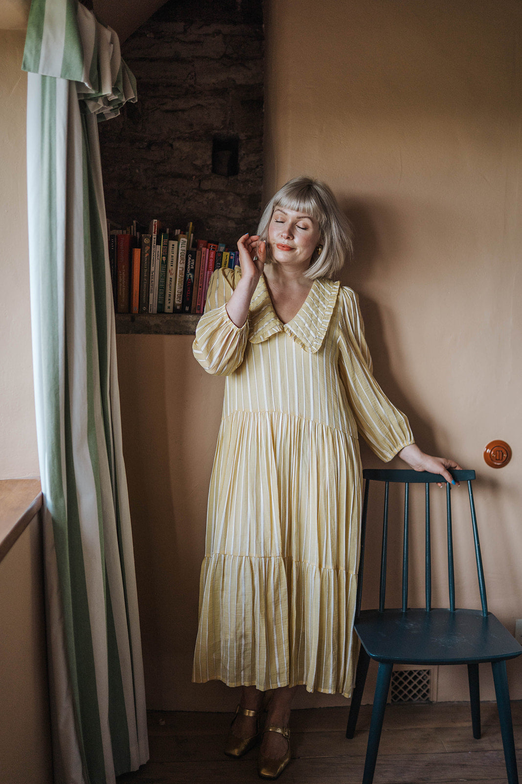 Stella Nova Yellow Maxi Stripe Dress worn on model 