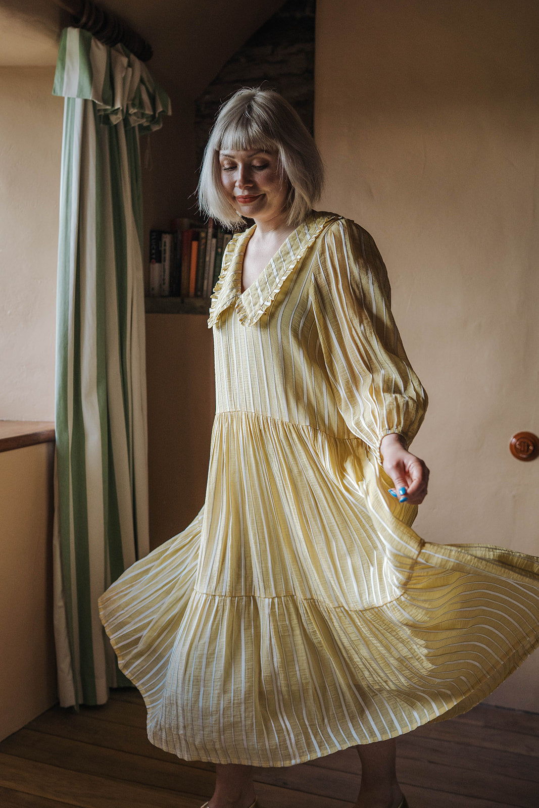 Stella Nova Yellow Maxi Stripe Dress worn on model 