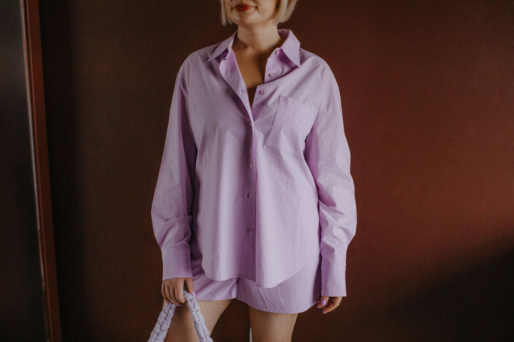 The Frankie Shop Lilac Shirt Short Set