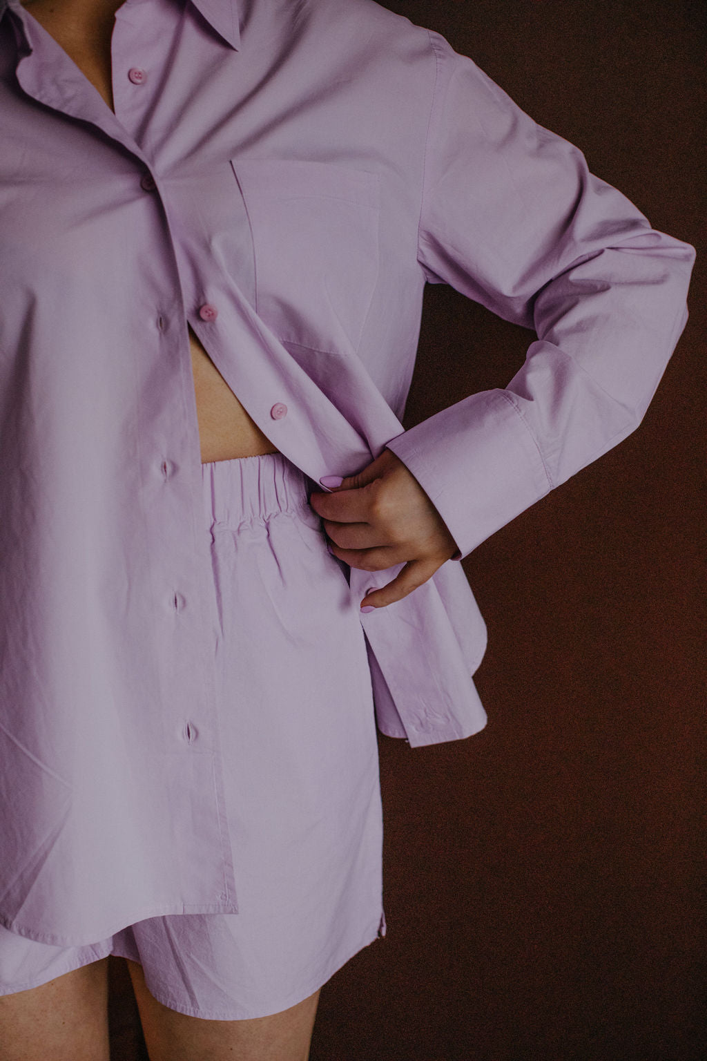 The Frankie Shop Lilac Shirt Short Set