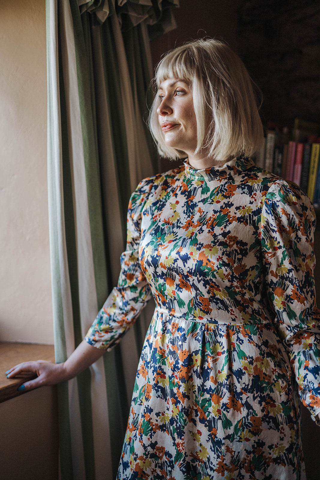 Toast Silk Floral Dress worn on model 